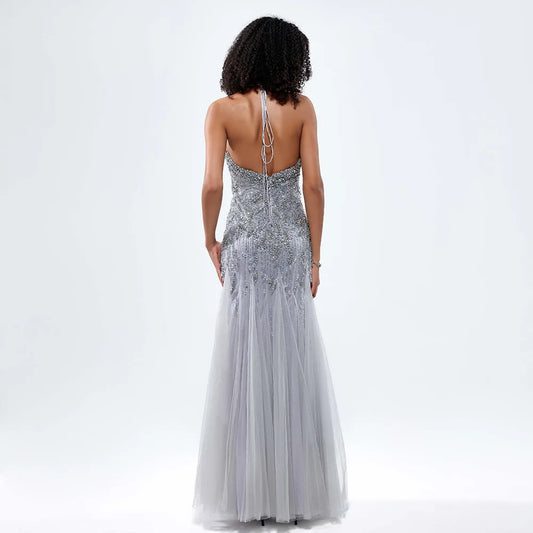 robes de soirée Backless Halter Diamonds Rhinestones Off Shoulder Sexy Evening Dress Prom Party Gowns Formal Occasion Dresses