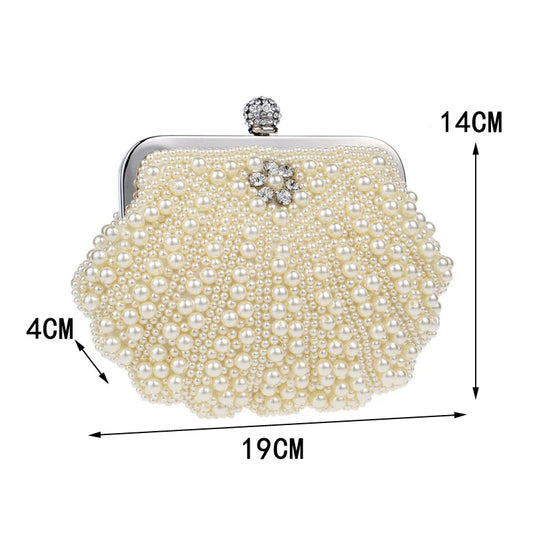 Beading Wedding Clutch Evening Bags Rhinestones Pearl Handbags With Chain Shoulder Metal Party Purse Diamonds Holder