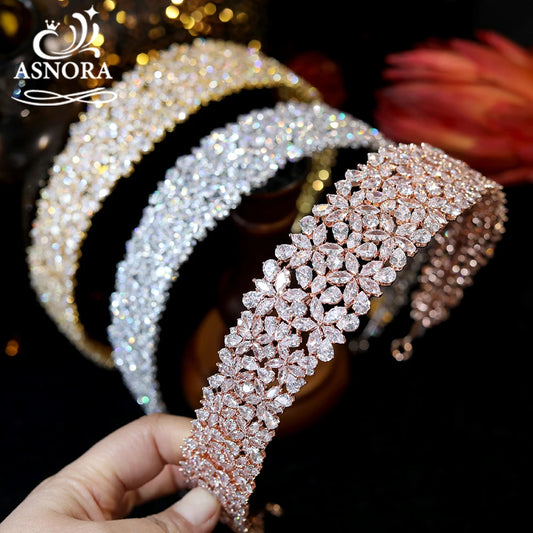 New CZ Tiaras And Crowns For Women Princess Crown Halo Headband, Ladies Tiara, Wedding Hair Accessories Bridal