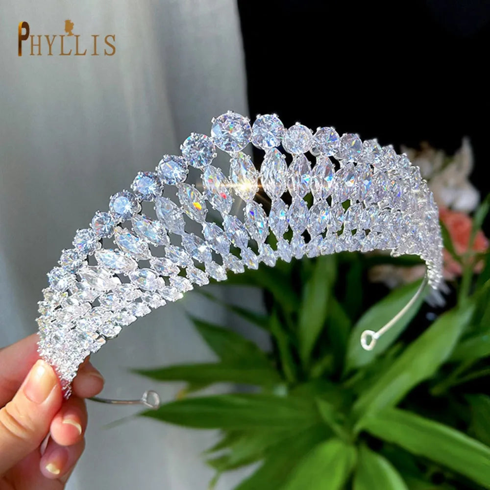 A366 Zirconia Princess Wedding Bridal Tiaras and Crowns Pageant Hair Jewelry Party Headpieces for Women Birthday Crown Headdress