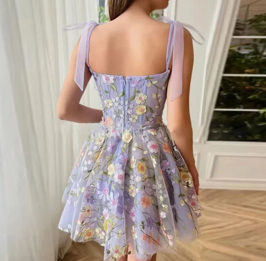 New Fashion 2024 for Women Dresses Summer Casual Simple Sleeveless Mid Waist 3D Floral Embroidery Design Sexy Suspender Dress