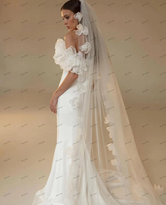 Simple Wedding Dresses For Women 2024 Satin Bridal Gowns Off The Shoulder Sexy Backless Robes Floor Length Vestidos De Novia