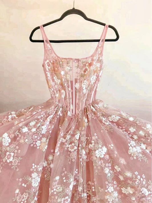 Strap Pink Celebrity Dresses Niche Flowers Light Luxury High-end Beading Ruched Vintage Formal Prom Party Evening Gowns