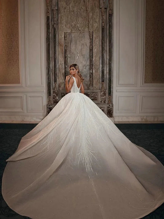 Luxury Square Neck Wedding Dresses Sparkly Mermaid Dress For Bride Beading Floor-length Bridal Gown Vestido De Novia