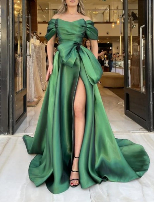 Green Party Dress for Wedding Ceremony Dress Party Evening Elegant Luxury Celebrity Line A Sharon Happy Evening Dresses