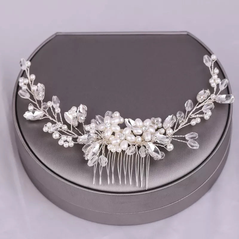 Wedding Hair Comb Pearl Hair Pins and Clips for Women Bride Rhinestone Headdress Bridal Hair Jewelry Accessories Fashion