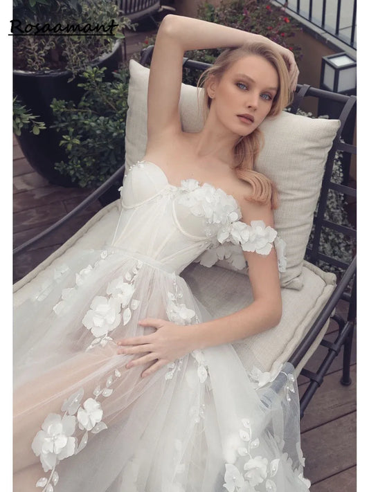 2024 One Shoulder Wedding Dress Tulle Lace Bridal Gowns For Bride Backless Transparent Wedding Party Robe De Mariée