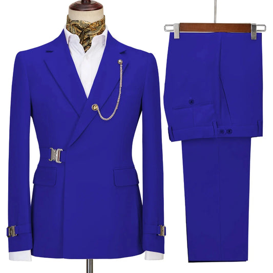 2 Pieces Men's Business Suits Regular Fit Notch Lapel Prom Tuxedos For Wedding (Blazer+Pants)