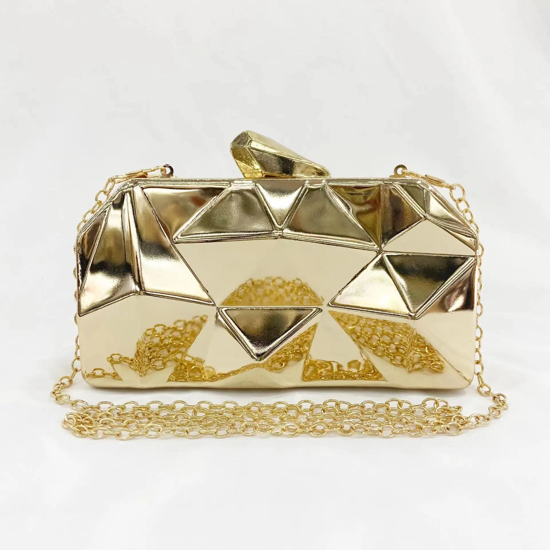 Handbag Bags For Women 2023 New Clutches Fashion Geometric Mini Party Evening Purse Crossbody Shoulder Bag Gold Box Clutch