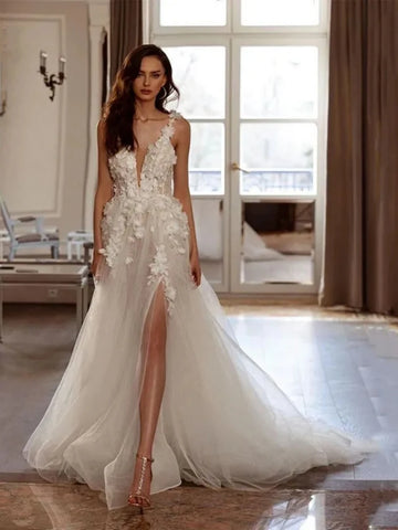 Bohemia Vintage Wedding Dresses Sexy Sleeveless Backless Bridal Robes 2024 A-Line Gowns Lace Appliques Vestidos De Novia 2024