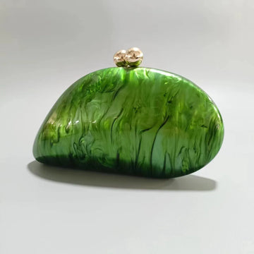 Acrylic shell shape clutch bag women designer evening party cute purse new green gold purple ivory handbag High Quality