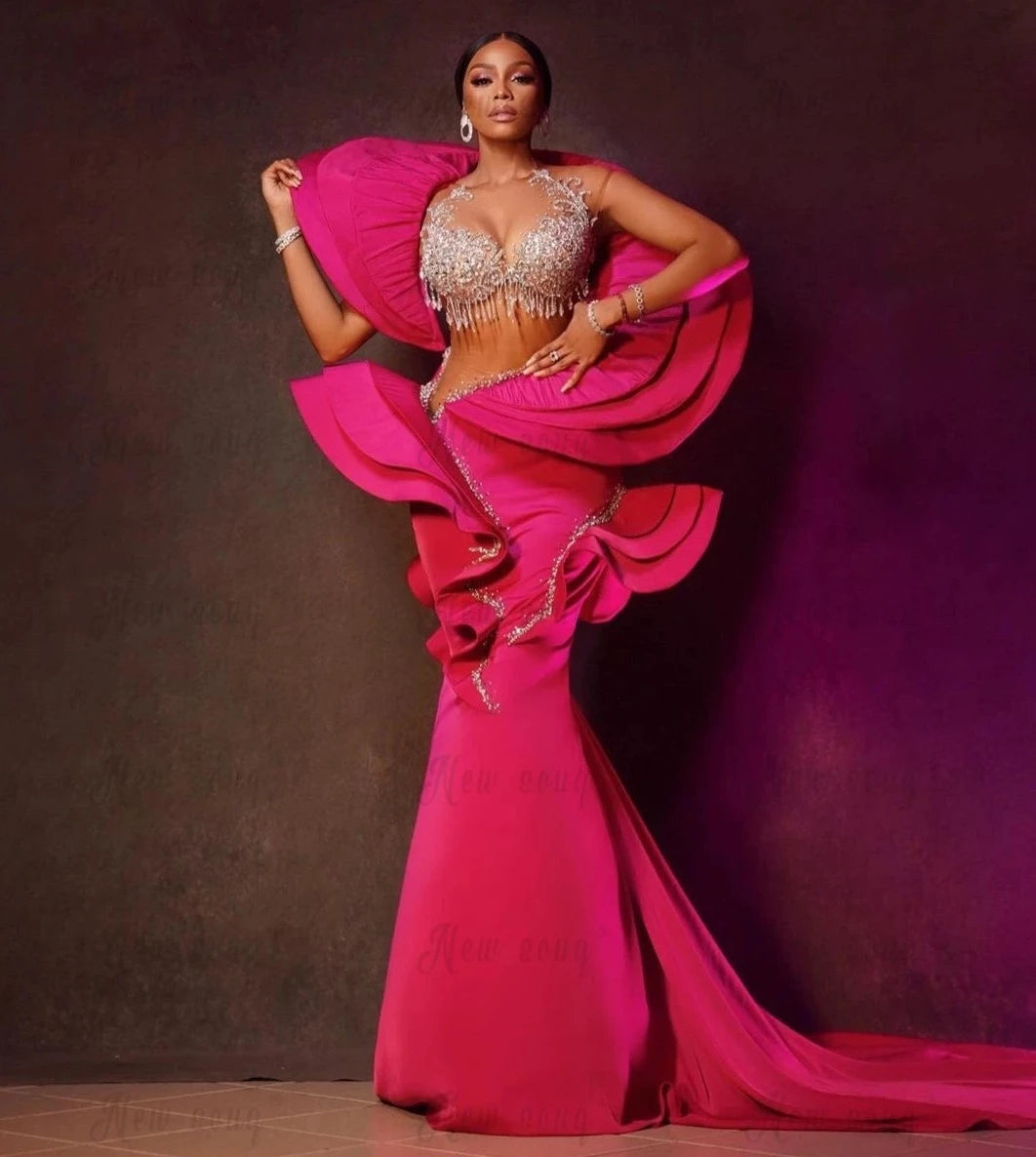 Pink Prom Dresses 2024 Gala Party Dresses Custom Luxury African Evenin