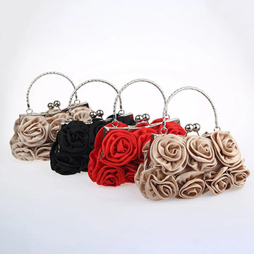 Handbag Women's Tote Bag Rose Flower Pattern Clutch Bags Evening Party Bridal Handbag bags for women bolsa feminina bolso mujer