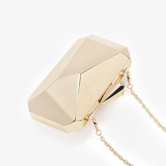 Gold Acrylic Box Geometric bags Clutch Evening Bag Elegent Chain Shoulder Bag for Women 2020 Handbag For Wedding/Dating/Party