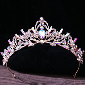 DIEZI Baroque Luxury AB Crystal Bridal Tiara Crown Women Vintage Fashion Bride Queen Headbands Hair Jewelry Wedding Accessories