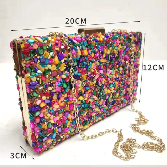 2024 New Women Diamond Clutch Bags Luxury Colorful Wedding Shoulder Bags Mini Wallets With Chain Drop Shipping