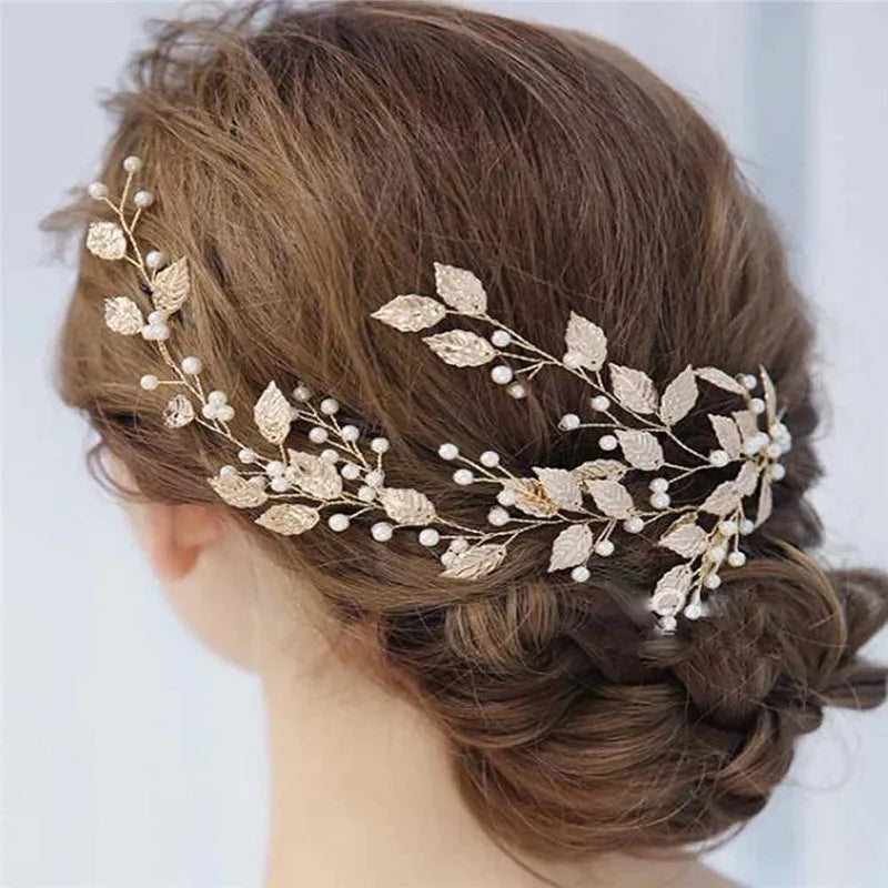 Vintage Bridal halo, wedding headband, wedding gold hair vine with golden leaves, vintage deals hair accessories