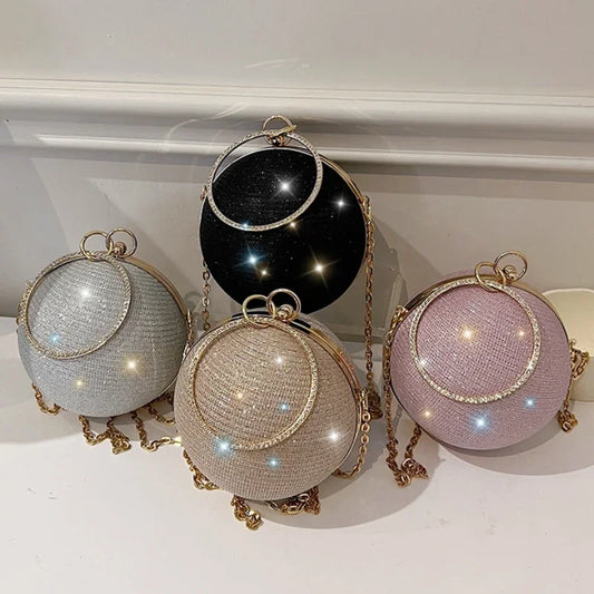 Circular Ring Portable Evening Bags Metal Sliver Round Ball Handbags for Lipstick Elegant Luxury Clutch Purse Wedding Wallets