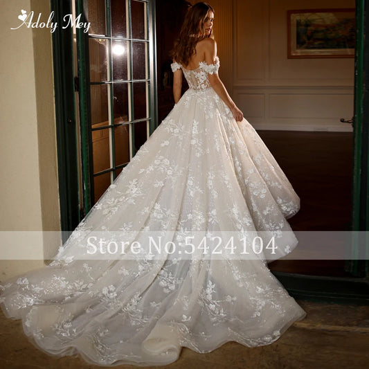 Luxury Sweetheart Neck Zipper Shine A-Line Wedding Dress 2024 Delicate Beading Appliques Off the Shoulder Princess Bridal Gown