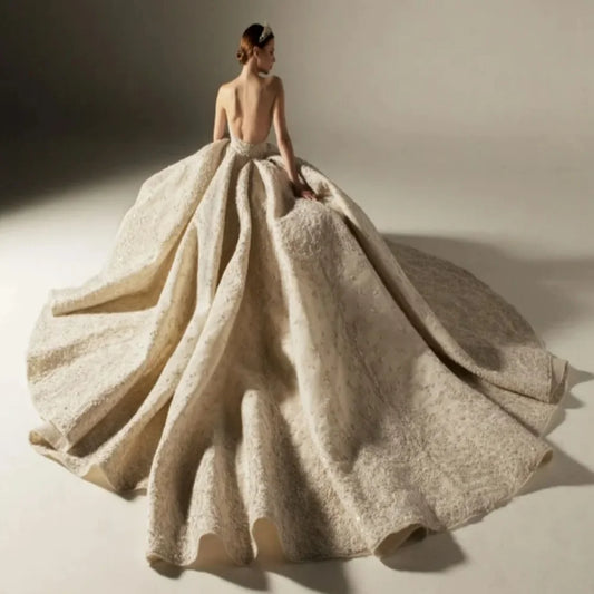 Romantic Floor-length Wedding Dress Graceful Sleeveless  Bridal Gown Luxury A-Line Bride Dresses Elegant Dresses Robe De Mariée