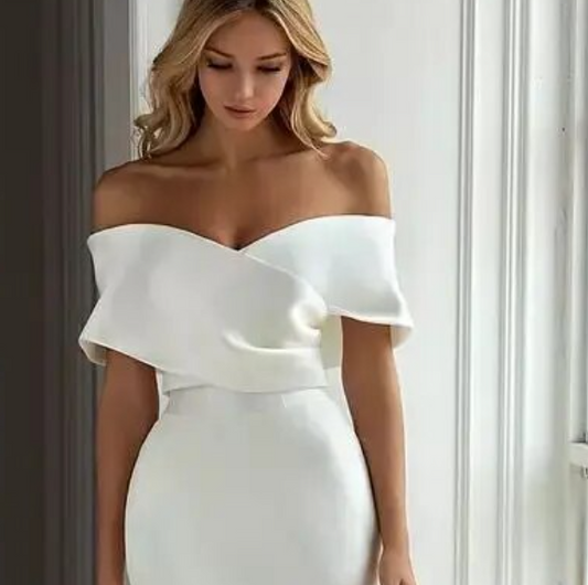 White Detachable Trailing Wedding Dress Sweetheart Satin Mermaid Off the Shoulder Bridal Gowns Custom Made Vestidos De Novia