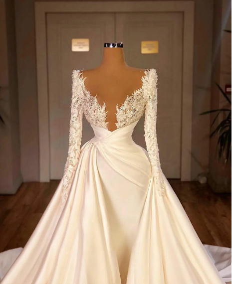 Sweetheart 3 In 1 Wedding Dresses for women 2024 Satin Mermaid Court Train Bridal Gowns Princess VS02 Vestido De Novia
