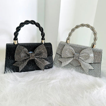 JIOMAY Bow Decoration Clutch Bag luxury designer handbags New Elegant And Versatile Evening Party Bags Rhinestone Purse