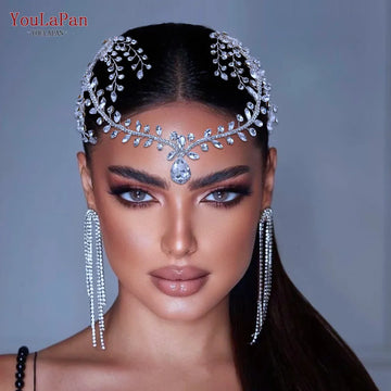 YouLaPan HP466 Wedding Forehead Headband Rhinestone Women Headdress Bridal Tiara Hair Accessories Bride Head Piece with Combs