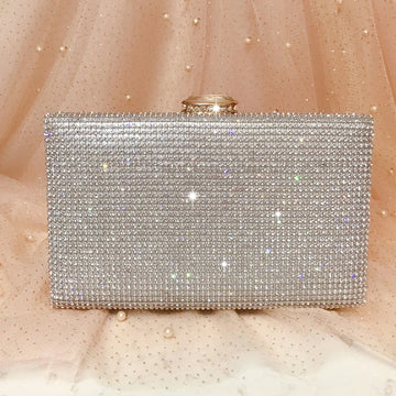 Silver Gold Bridal Clutch Purse Bag Luxury Wedding Rhinestone Crystal Handbags for Women Party Chain Crossbody Bag ZD1110
