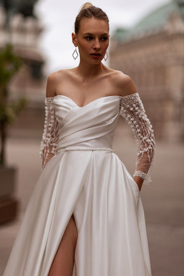 Vestido de novia blanco de lujo colección nueva