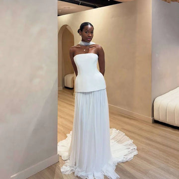 Customized A-Line Elegant Weddding Dress 2025 Strapless Customized Brides Party Gown Women Bridal Dress Civil Evening Dress