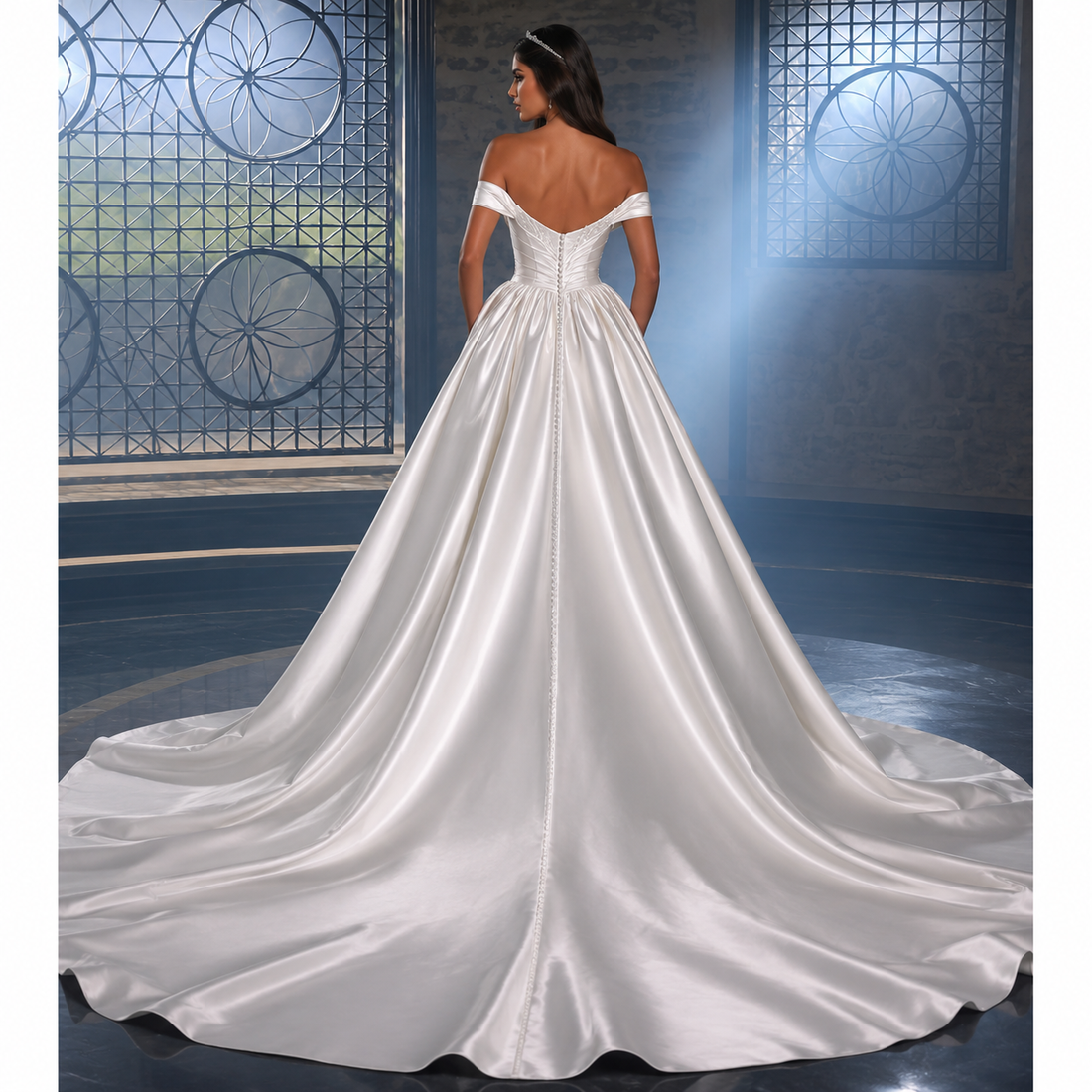 Luxury Mermaid Wedding Dresses Sparkle Beading O Neck Pleat Satin Ball Gowns Detachable Train Formal Bride Beach Party