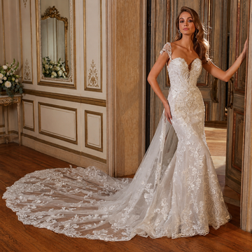 Customized  Sexy Mermaid Wedding Dresses With Removable Train Backless Appliques Beads Crystal Bridal Gowns vestidos de novia