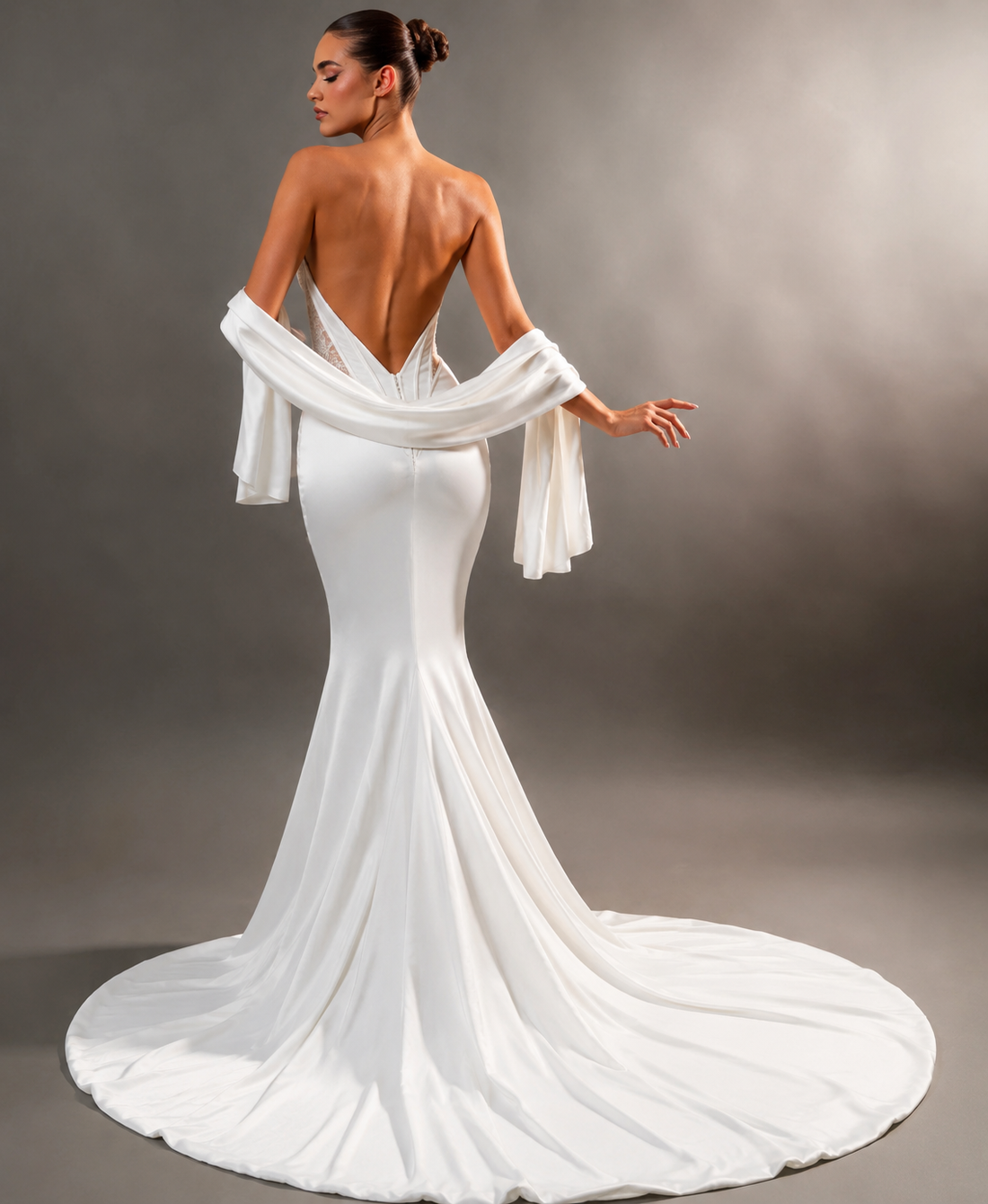 Elegant mermaid strapless lace appliques cut-out sleeveless bridal gown wedding dress – Pollyanna Events