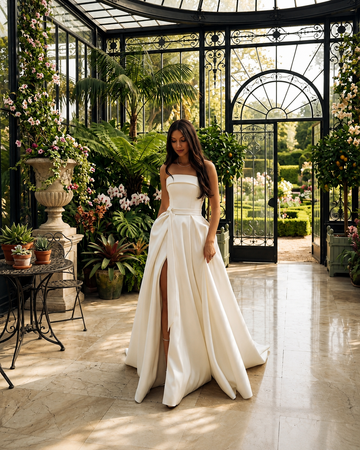 Simple Wedding Dress Elegant Strapless Side Split Prom Dresses For Women Bride Celebrity Gowns Vestidos De Novia Gala