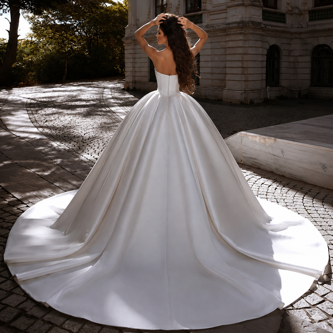 Elegant Women's Bridal Gowns With Satin Pleats Sexy Off The Shoulder Princess A-Line Wedding Dresses Formal Party Without Gloves