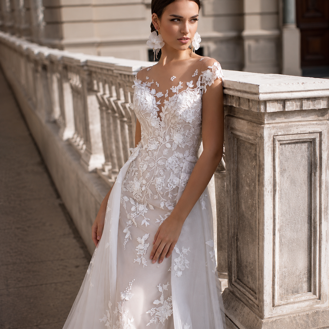 Detachable Mermaid Wedding Dresses  Romantic Sweetheart Appliques Bride With Short Sleeve Backless Bridal Gowns
