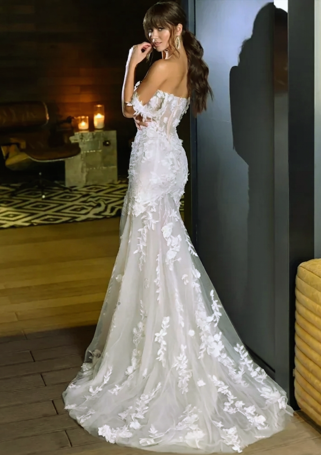 Mermaid Wedding Dress Sweetheart Appliques Off The Shoulder Zipper Back Floor Length Lace Bridal Gown New