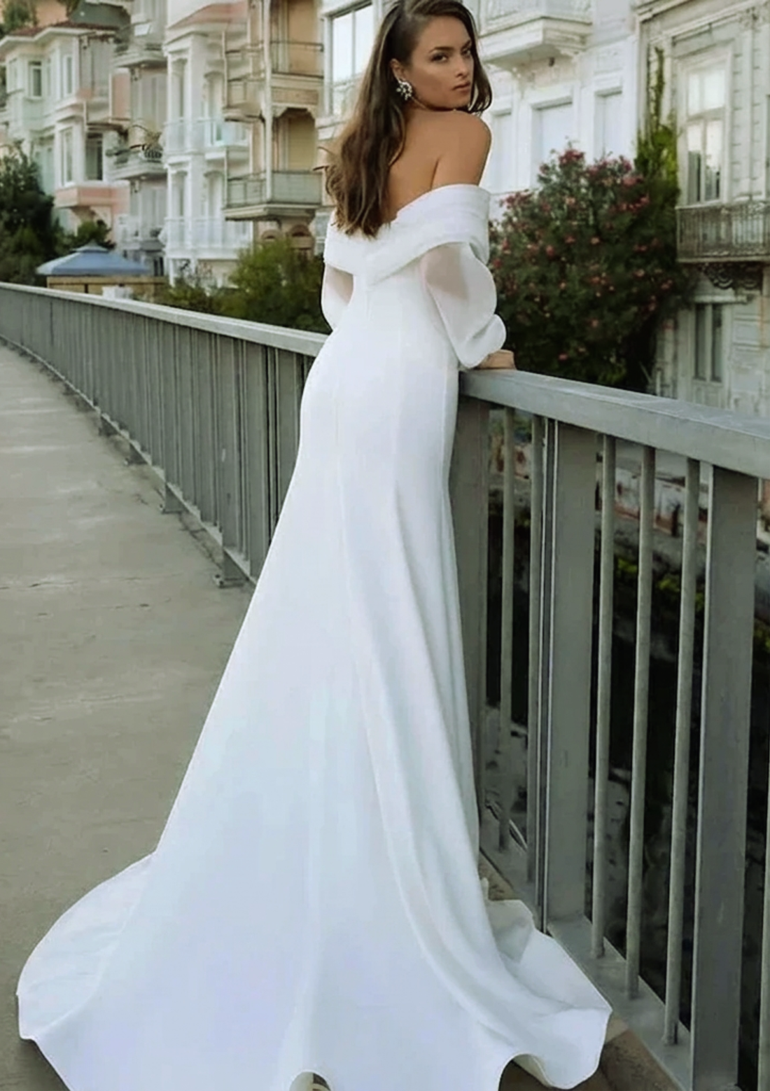 Mermaid Wedding Dress - Off-Shoulder - Lace - front view
