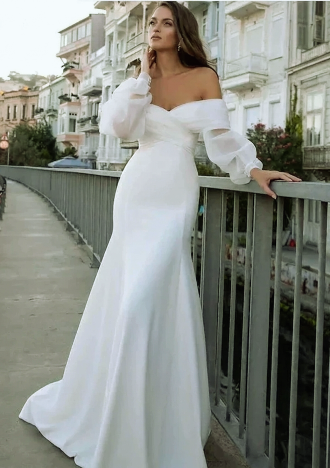 Mermaid Wedding Dress - Off-Shoulder - Lace - front view