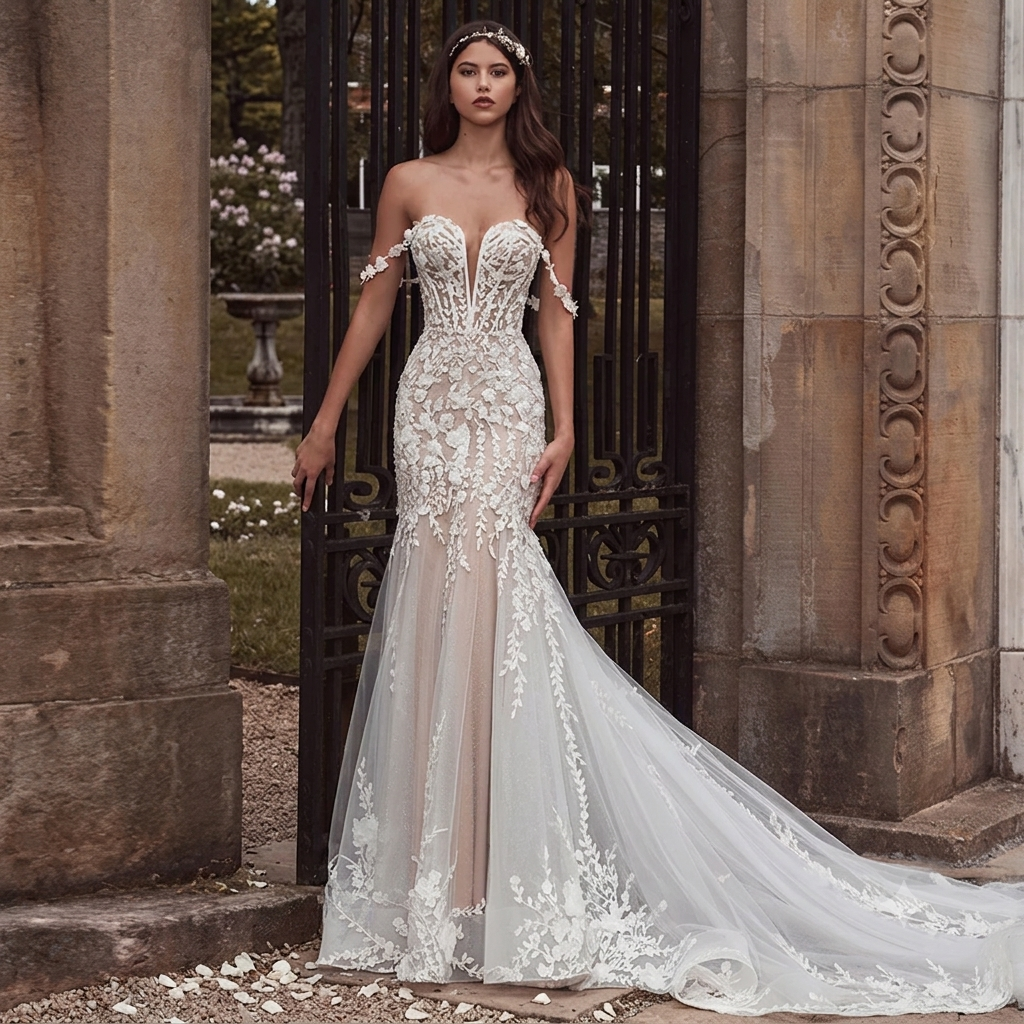 Trumpet Wedding Dress - Scoop - front view