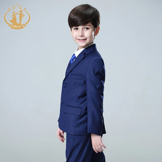 بدلة ذكية للأولاد واحدة الصدر بدل للأولاد لحفلات الزفاف زي Enfant Garcon Mariage Boys Blazer Garcon Blue