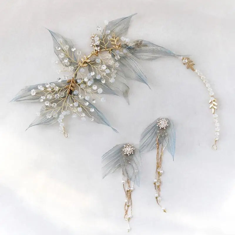 Flower Leaf Headband Headpieces Crystal Pearl Hair Comb Pins Bridesmaids Bride Hairband Crown Wedding Accessories Bridal Jewelry