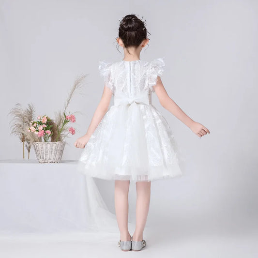 Kid Flower Girl Dresses For Wedding Birthday Party White Feathers Formal Princess Dress Short Pageant Gowns Cute