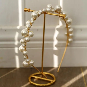 Pearls Beaded Headband Headpiece Vintage Tiara Crown For Brides Women Headwear Hairband Wedding Accessories Bridal Hair Jewelry