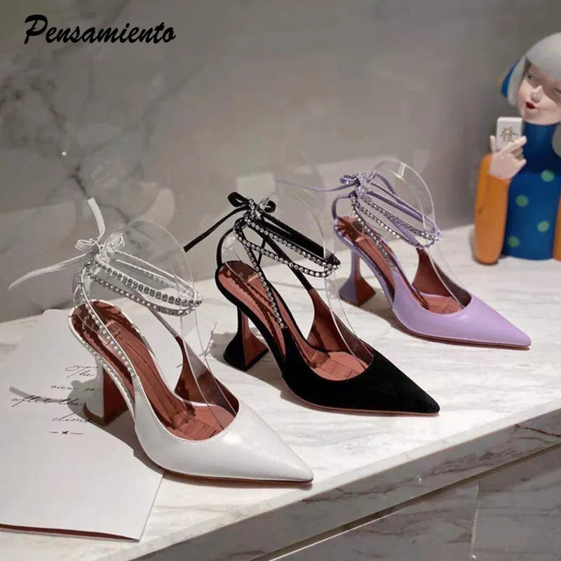 Runway ankle strap women sandals cross-tied crystal high heels gladiator summer wedding bridal shoes – Pollyanna Events