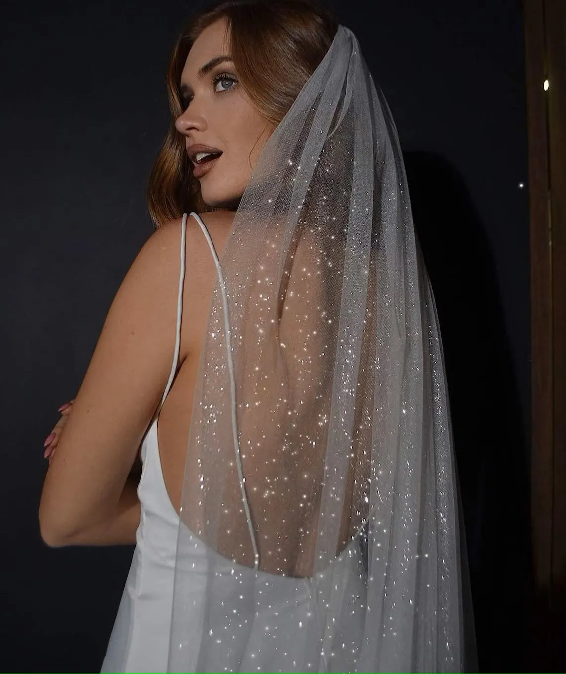 TOPQUEEN V101 Veils de mariée étincelants longs Luxury Luxury Golden Mariage Veil Cathédrale Champagne Coure