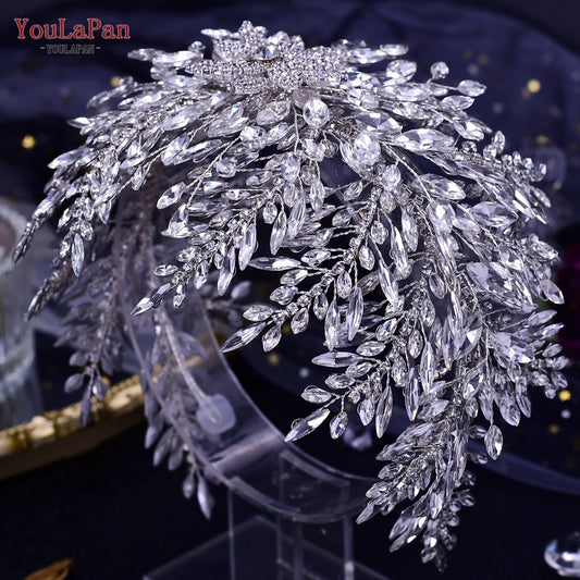 Accesorios de boda de YouLapan HP420 Headspieces de novia de lujo Banquete Joyas para la cabeza de la novia y la diadema de flores de la corona