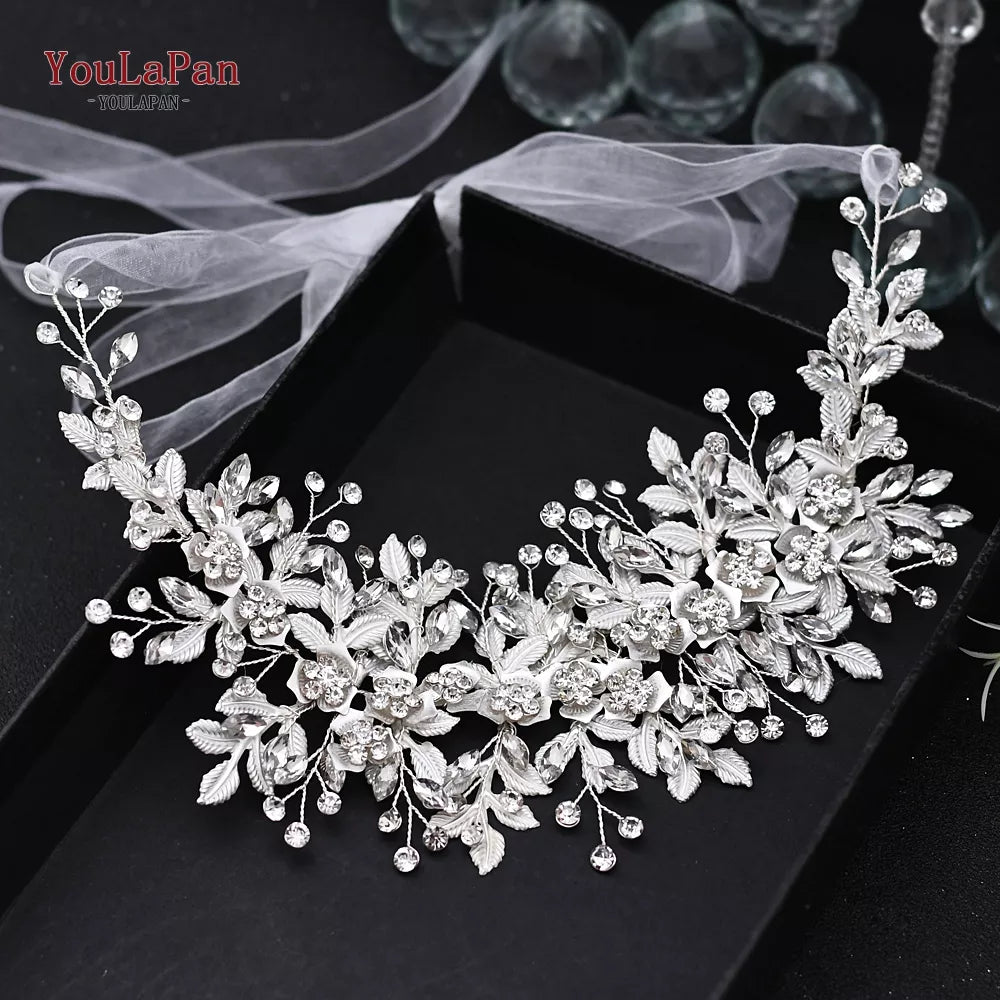 YouLaPan HP349 Wedding Head Jewelry Rhinestone Bridal Hairband Handmade Flower Hair Accessories For Women Tiaras and Headdresses