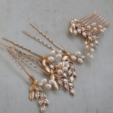 Bridal Jewelry Leaf Hair Comb Pin Clip Pearl Zirconia Head Pieces For Brides Bridesmaids Hairpins Headdress Wedding Accessories